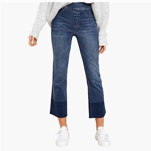 Spanx Cropped Flare Raw Hem Pull On Blue Jeans Size S / P NEW